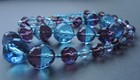 Vintage Art Deco Czech Uranium Glass Necklace Faceted Blue   Amethyst Beads