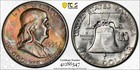1956-p Pcgs Ms65   plus  Franklin Half Dollar W  Monster Rainbow Toning Amazing 
