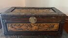 Vintage Chinese Hand Carved Wood Chest Horses 26 5   