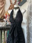 Vintage Slim Slash Neck Sleeveless Dress Women Gothic Y2k V-neck Black Dresses