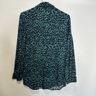 Chicos Blouse Tunic Size 1 Medium Black Green Button Down Long Sleeve Collared