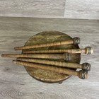 Vintage Lot Of 5 Wood Bobbins All Are 10  In Length  Spools Textile Mill Spindle