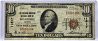1929  10 National Currency Colonial National Bank Of Roanoke Va Low Serial  Pc67