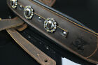Iconic Custom Shop Conchos 3 25  Brown Leather Padded  Guitar Bass Strap  1