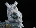 5 2  Green Moss Agate Hand Carved Crystal Owl Sculpture  Crystal Healing