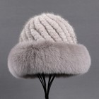 Women s Luxury Genuine Mink Hair Knitted Beanie Hat Fox Brim Winter Warm Cap