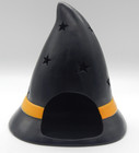 Halloween Ceramic Witches Hat Candle Holder Lantern Large Cutout Stars Moons 13 