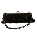 Black Beaded Clutch Evening Bag 2 Changeable Strap Formal Cocktail Wedding Purse