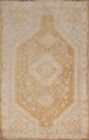 Vintage Muted Gold  Ivory Kashkoli  Abadeh Hand-made Tribal Rug Area Carpet 5x8