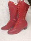 Ethnic Polish Red Leather Folk Dance Boots  Authentic  Professional  Size 6 5