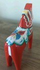 Vintage Swedish Hand Painted Carved Red Wood Dala Horse 4 Inch Tall
