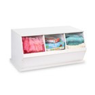 Stackable Wooden Storage Cubby Three Open Bins Kids Toy Organizer Unit New
