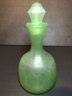 Uranium Hocking Decanter   Stopper Green Frosted Cameo Dancing Ballerina  chips