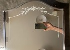 Antique Vintage Art Deco Arched Top Etched Mirror Medicine Cabinet Vgq