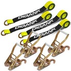 Car Tie Down Straps  4pk  With J Finger Hook Lasso Ratchet Strap 2 Inch X 96    