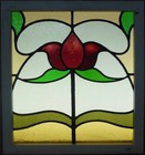 Pretty Floral Old English Leaded Stained Glass Window 18 1 4  X 20 