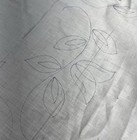 Vintage Ecru Linen Tablecloth Leaves Flower Floral Stamped For Embroidery 76x58