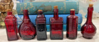 Lot 6 Vintage Wheaton Ruby Red Glass Bottle Bitters Medicine Mini Miniatures Vtg