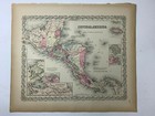 1855 Antique Central America Map Hand-colored Colton s Atlas - Great Gift  