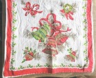 Vintage 1950s Linen Christmas Bells Kitchen Tea Towel 27 x15 5 