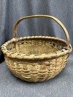 Antique Gathering  egg  Basket  Wood Splint Handle  Vintage Primitive  14   x12   