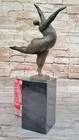 Vintage Abstract Modern Art Cast Bronze Statue Marble Base Figurine Figure Decor