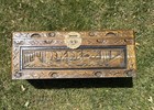 Vintage Carved Wood Camphor Trunk Chest Chinese Junk Ship Red Velvet Lined 27 