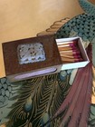 Vintage Antique Brass Matchbox Cover With Carved Jade Plaque  C  1920s-1930s