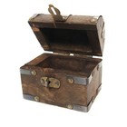 Mini Pirate Treasure Chest - 3 Inches - Rustic Distressed Small Wood Gift Box