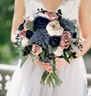 Mauve   Dusty Blue Wedding Bouquet Navy Sola Wood Bridal Flowers Bridesmaid Rose