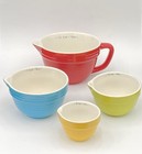 Creative Co-op Ribbed Batter Bowl Measuring Cups  Set Of 4 Nesting  Stoneware
