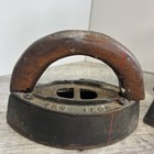 Antique Cast Iron Sad Iron Lot Of 2 With Wood Handle Vintage Laundry Decor Farm