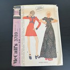 Vintage 1970s Mccalls 3789 Puff Sleeve Mini Or Maxi Dress Sewing Pattern 8 Cut