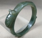 79mm Chinese Old Hetianyu Green Jade Jadeite Hand-carved Ancient Jade Bracelet