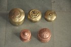 5 Pc Vintage Round Brass   Copper Different Handcrafted Powder pill Boxes