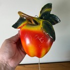Vintage Apple 1940s Chalkware Wall Pocket String Dispenser Decor Mid Century