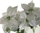  3 Bushes  Sheer Silver Poinsettias 13  Silk Flower Home Christmas Holiday Decor