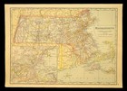Vintage Massachusetts Map Electric Railway Railroad Boston Worchester Antique