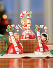 Vintage Ceramic Candy Cane Girls Angel Trio Set Of 3 Christmas Figurines Decor