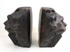 Pair Of Antique Carved Wood Lion Heads Reclaimed Salvage