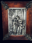 Antique 18th Century High Relief Framed Spelter Art Piece Courting Couple 24x20   