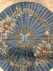 Vintage Blue Floral Wicker Sewing Basket