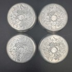 Set Of 4 Vintage Aluminum Coasters With Floral Fruit Design