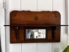 Vintage Primitive Wood Wall Shelf With Mirror   hand Carved Folk Art   rustic Farm