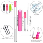 12 Pack Metal Reusable Straw Travel With Case Collapsible Foldable Portable R   