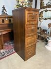Vintage Tiger Oak File Cabinet With Keys And Smooth Drawers