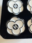 6 Chanel Black And White Camelia Flower Cc Logo Buttons 25mm Large