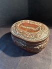 Antique1912 Pozzoni s Embossed Brass Face Powder Tin - Vanity Collectible