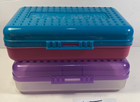 Lot Of 2 Spacemaker Green   Purple Pencil Box 8 5    Plastic Frosted Bottom Lot 63