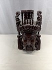 Vtg Asian Chinese Deity Carved Wood Emperor Wall Mask Carving Dragons 12x8 25 